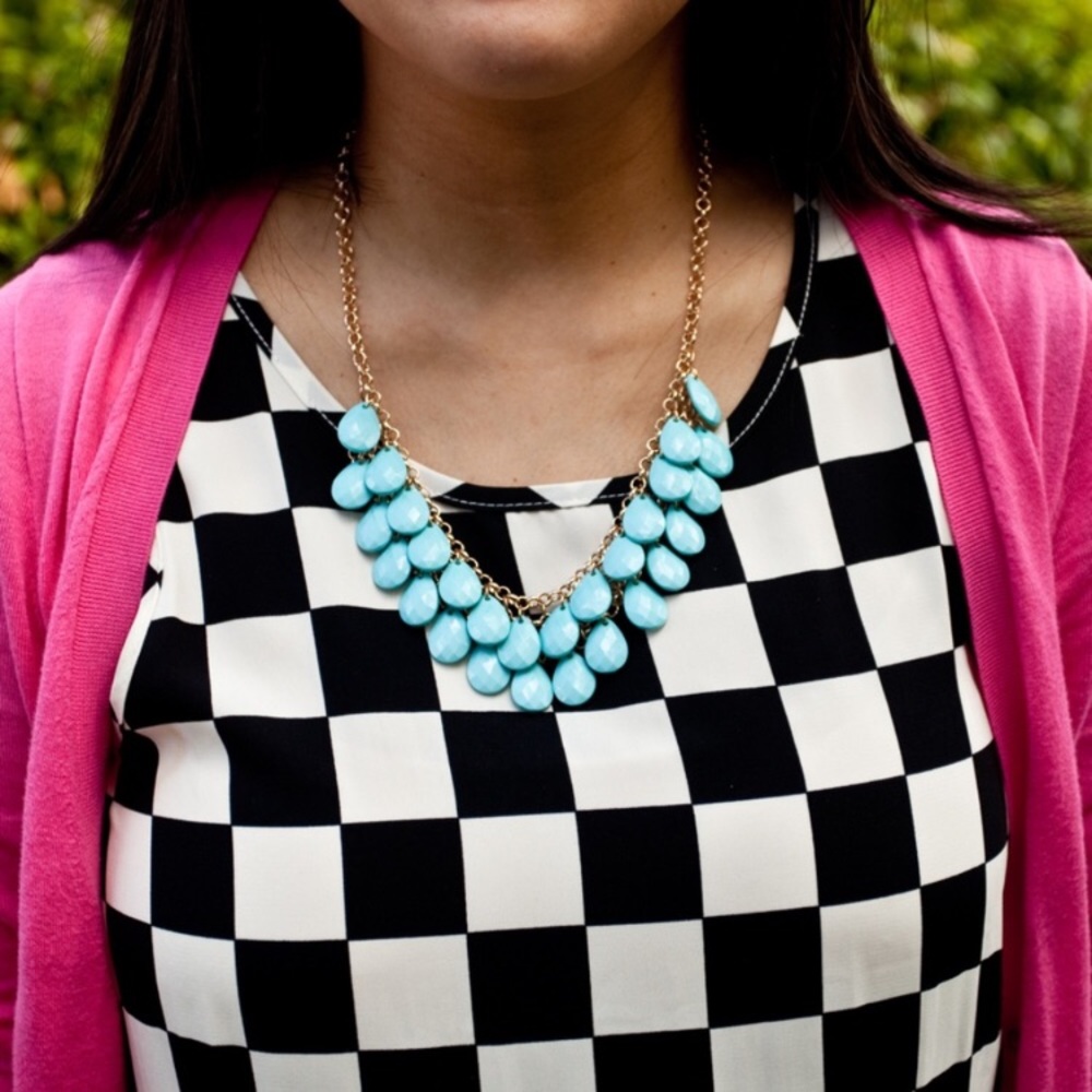 Teal Teardrops Necklace - Picture 2 of 2